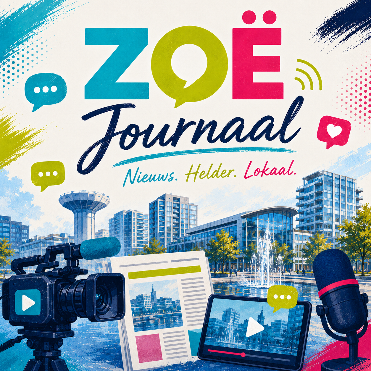 Artwork voor ZOË Journaal met de onderregel Nieuws. Helder. Lokaal.